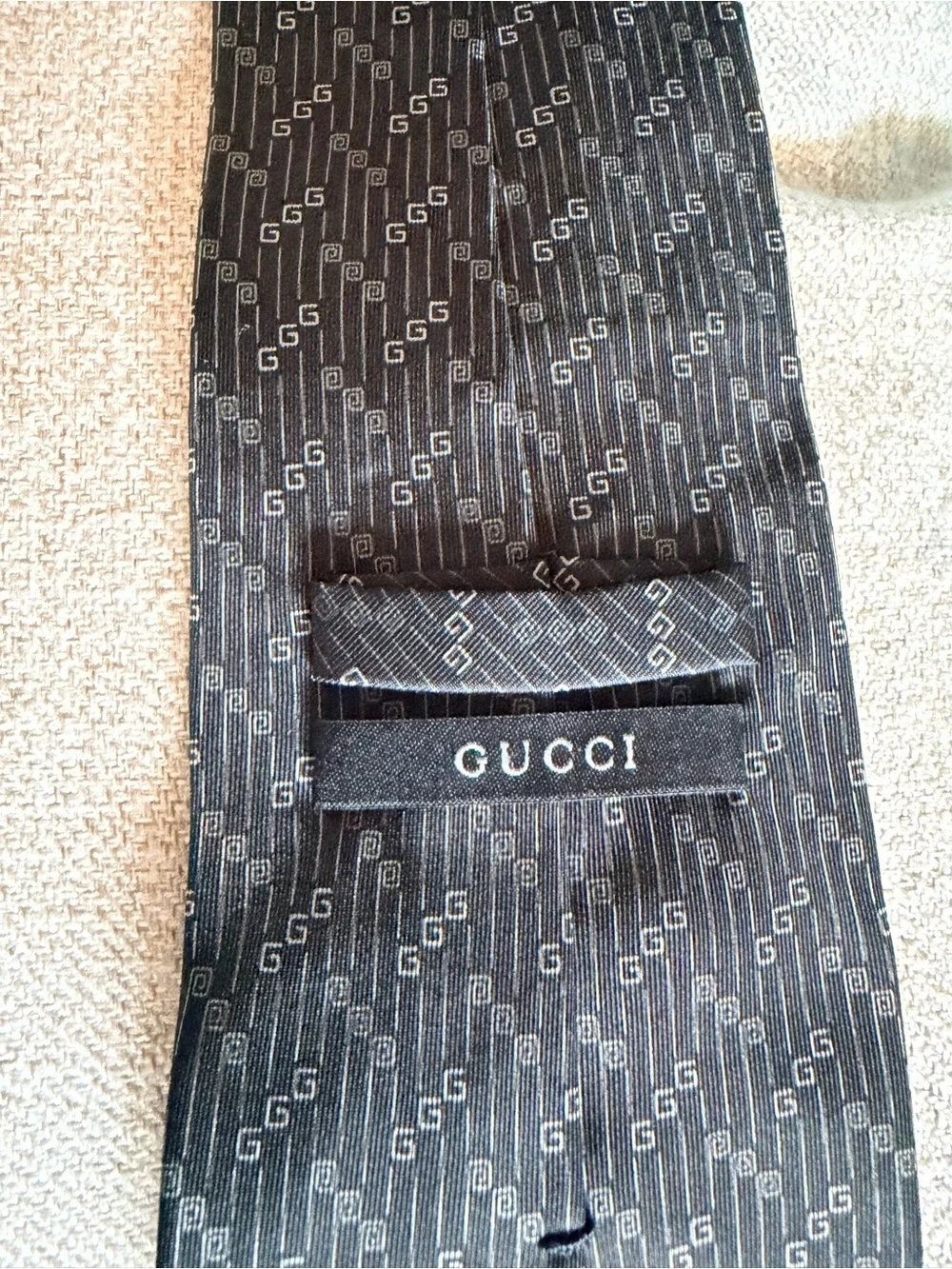 Gucci Black Monogram Men's Tie Authentic